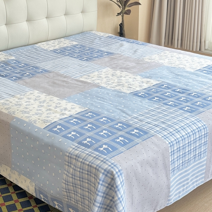 91家纺网 家纺一手货源 找家纺 2025新款老粗布系列单品套件 蓝风铃