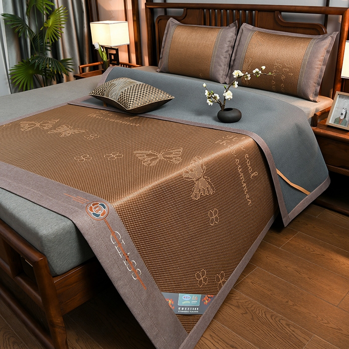 91家纺网 家纺一手货源 找家纺 苏迪网销供货 藤席-凉席 -2025新款凉席冰藤席冰丝席凉感空调席艾草藤席-冰藤席 高端冰藤席 蝶恋 古藤