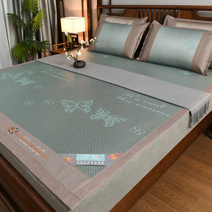 91家纺网 家纺一手货源 找家纺 苏迪网销供货 藤席-凉席 -2025新款凉席冰藤席冰丝席凉感空调席艾草藤席-冰藤席 高端冰藤席 蝶恋 浅绿