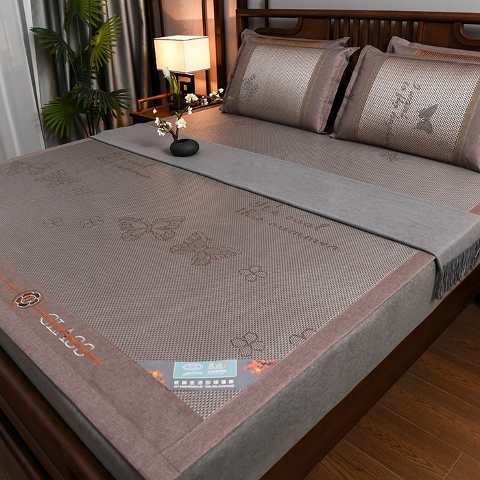 91家纺网 家纺一手货源 找家纺 苏迪网销供货 藤席-凉席 -2025新款凉席冰藤席冰丝席凉感空调席艾草藤席-冰藤席 高端冰藤席 蝶恋 银灰