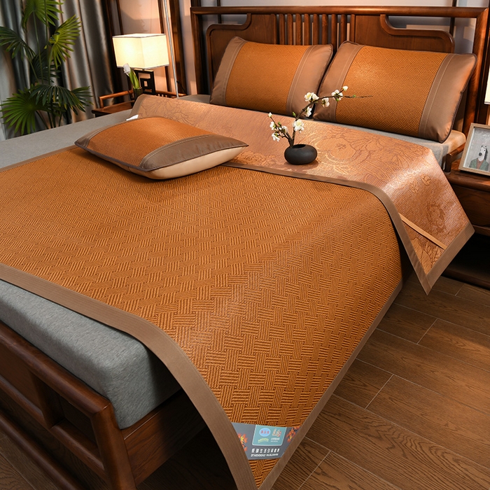 91家纺网 家纺一手货源 找家纺 苏迪网销供货 藤席-凉席 -2025新款凉席冰藤席冰丝席凉感空调席艾草藤席-天然藤席 天然藤席-饼干花-红棕