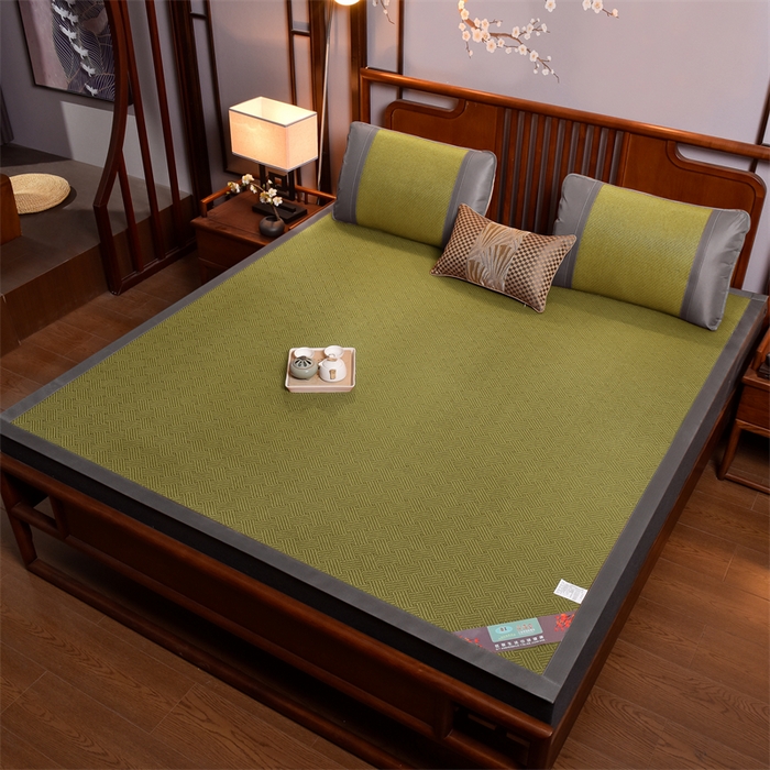 91家纺网 家纺一手货源 找家纺 苏迪网销供货 藤席-凉席 -2025新款凉席冰藤席冰丝席凉感空调席艾草藤席-天然藤席 天然藤席 饼干花-绿