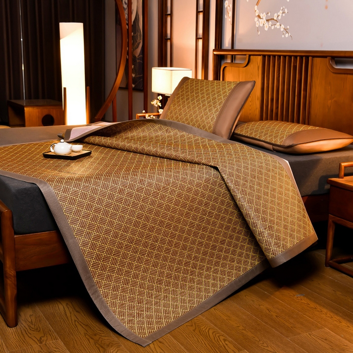 91家纺网 家纺一手货源 找家纺 苏迪网销供货 藤席-凉席 -2025新款凉席冰藤席冰丝席凉感空调席艾草藤席-天然藤席 天然藤席 饼干花-白棕