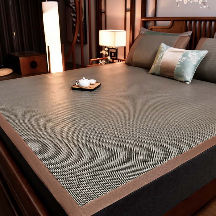 91家纺网 家纺一手货源 找家纺 苏迪网销供货 藤席-凉席 -2025新款凉席冰藤席冰丝席凉感空调席艾草藤席-天然藤席 天然藤席 步步高-灰绿