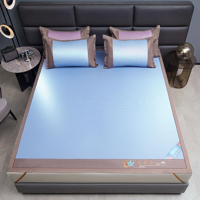 91家纺网 家纺一手货源 找家纺 苏迪网销供货 藤席-凉席 -2025新款凉席冰藤席冰丝席凉感空调席艾草藤席-古藤 艾草古藤-冰蓝