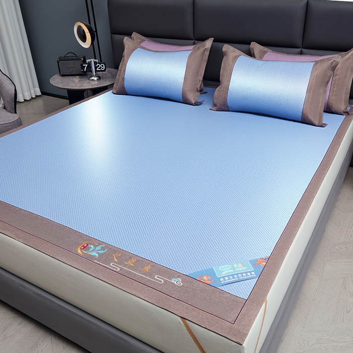 91家纺网 家纺一手货源 找家纺 苏迪网销供货 藤席-凉席 -2025新款凉席冰藤席冰丝席凉感空调席艾草藤席-古藤 艾草古藤-冰蓝