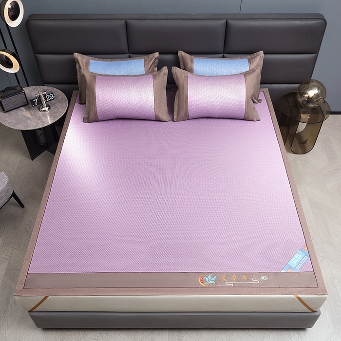 91家纺网 家纺一手货源 找家纺 苏迪网销供货 藤席-凉席 -2025新款凉席冰藤席冰丝席凉感空调席艾草藤席-古藤 艾草古藤-粉紫