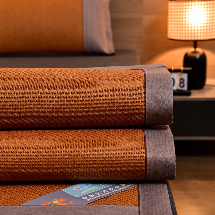 91家纺网 家纺一手货源 找家纺 苏迪网销供货 藤席-凉席 -2025新款凉席冰藤席冰丝席凉感空调席艾草藤席-古藤 艾草古藤--红棕