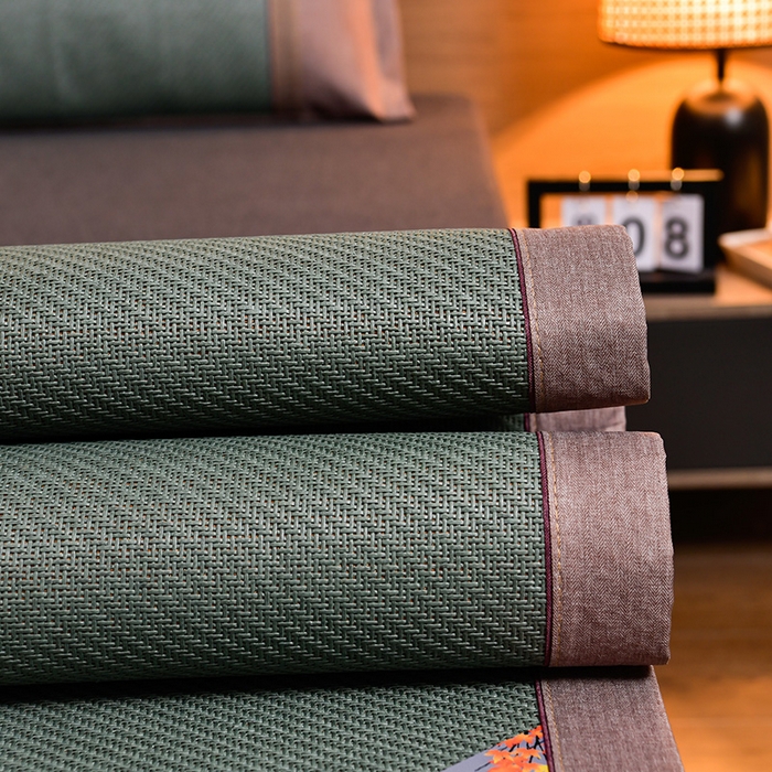 91家纺网 家纺一手货源 找家纺 苏迪网销供货 藤席-凉席 -2025新款凉席冰藤席冰丝席凉感空调席艾草藤席-古藤 艾草古藤--墨绿