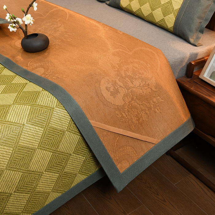 91家纺网 家纺一手货源 找家纺 苏迪网销供货 藤席-凉席 -2025新款凉席冰藤席冰丝席凉感空调席艾草藤席-古藤 古藤凉席--翡翠