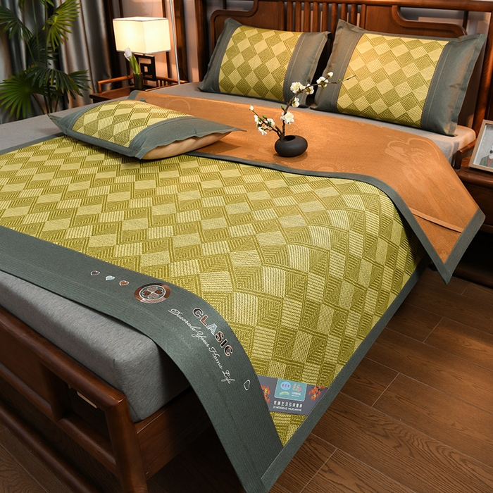 91家纺网 家纺一手货源 找家纺 苏迪网销供货 藤席-凉席 -2025新款凉席冰藤席冰丝席凉感空调席艾草藤席-古藤 古藤凉席--翡翠