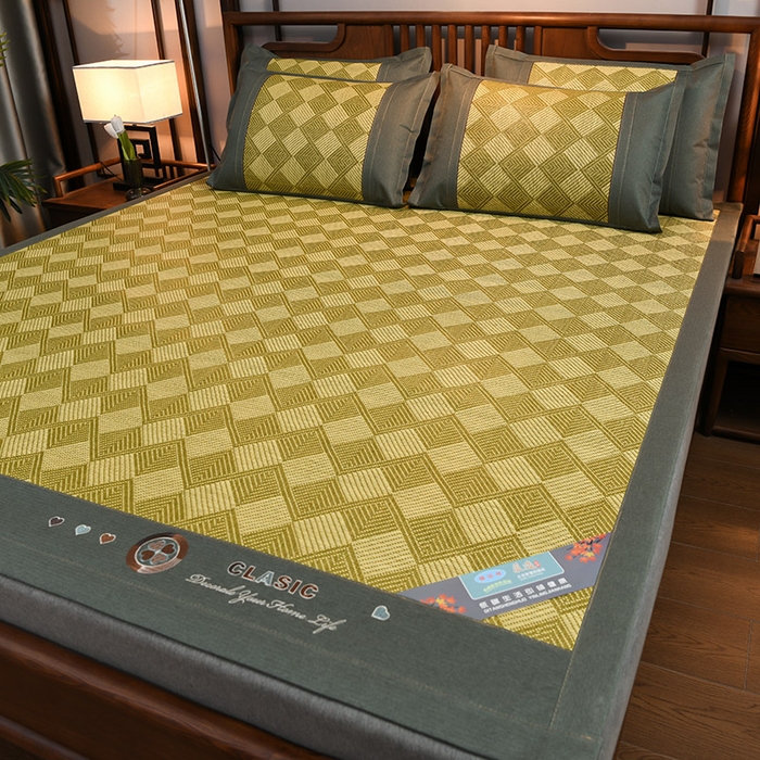 91家纺网 家纺一手货源 找家纺 苏迪网销供货 藤席-凉席 -2025新款凉席冰藤席冰丝席凉感空调席艾草藤席-古藤 古藤凉席--翡翠