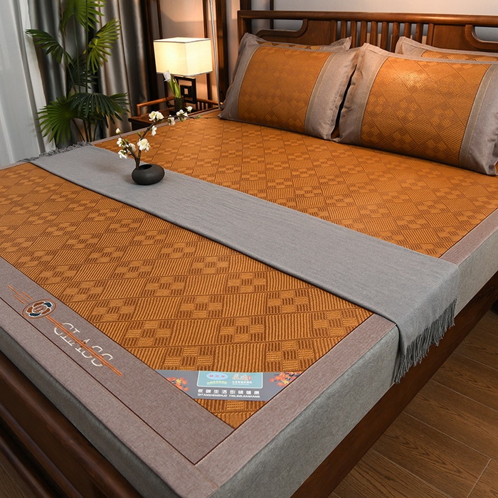 91家纺网 家纺一手货源 找家纺 苏迪网销供货 藤席-凉席 -2025新款凉席冰藤席冰丝席凉感空调席艾草藤席-古藤 古藤凉席--太阳花