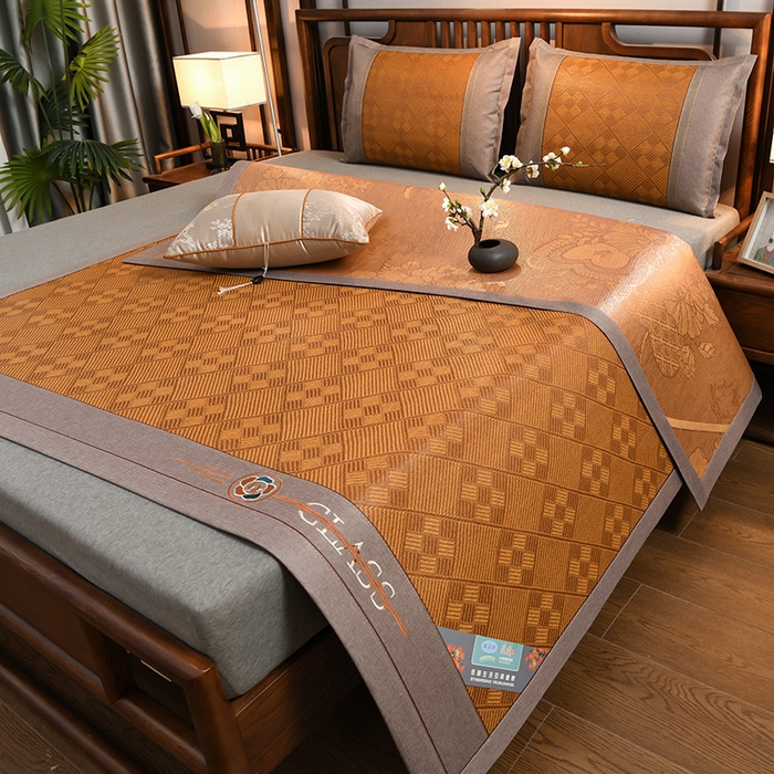 91家纺网 家纺一手货源 找家纺 苏迪网销供货 藤席-凉席 -2025新款凉席冰藤席冰丝席凉感空调席艾草藤席-古藤 古藤凉席--太阳花