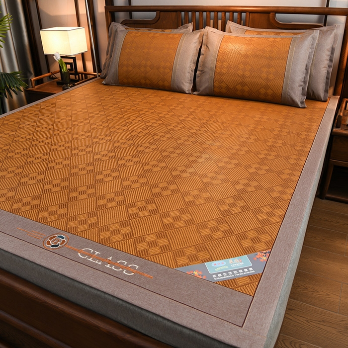 91家纺网 家纺一手货源 找家纺 苏迪网销供货 藤席-凉席 -2025新款凉席冰藤席冰丝席凉感空调席艾草藤席-古藤 古藤凉席--太阳花