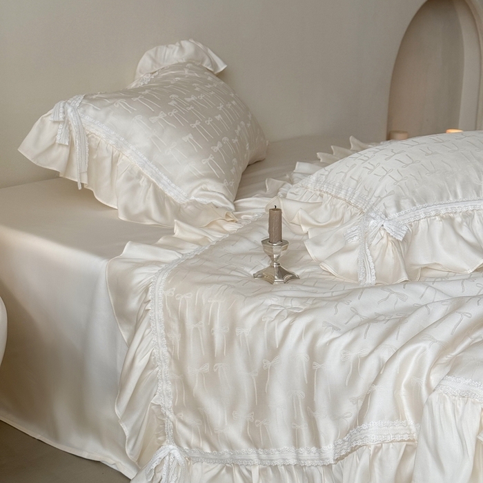 91家纺网 家纺一手货源 找家纺 MIU缪家居 2025新款60兰精天丝夏被四件套 薇薇安 单夏被控价288/四件套控价388 米色