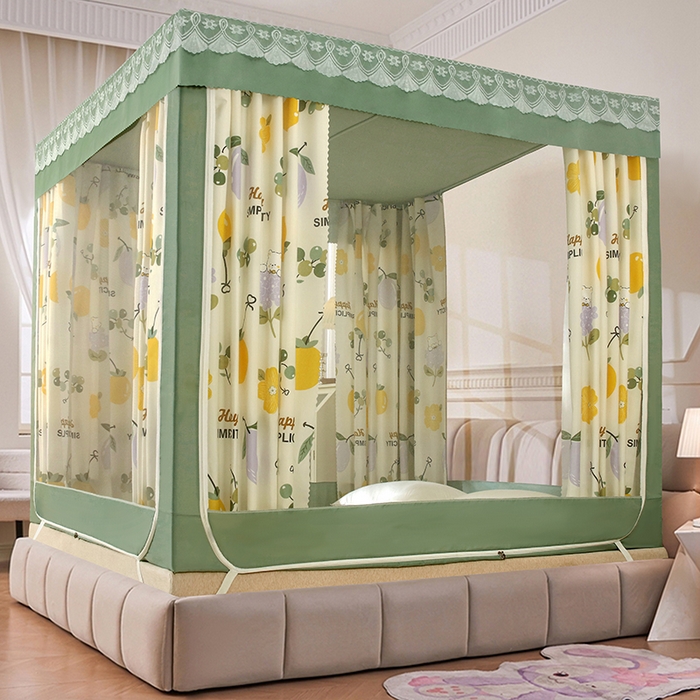 91家纺网 家纺一手货源 找家纺 （总）显高蚊帐 2025新款U型坐床遮光防尘床帘式蚊帐