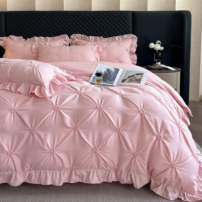 91家纺网 家纺一手货源 找家纺 （总）千希家纺 2025新款扭花花边工艺四件套-唯美系列 千希家纺 2025新款水洗棉无印系列四件套 买家秀加QQ群920079874或445224204或微信私信