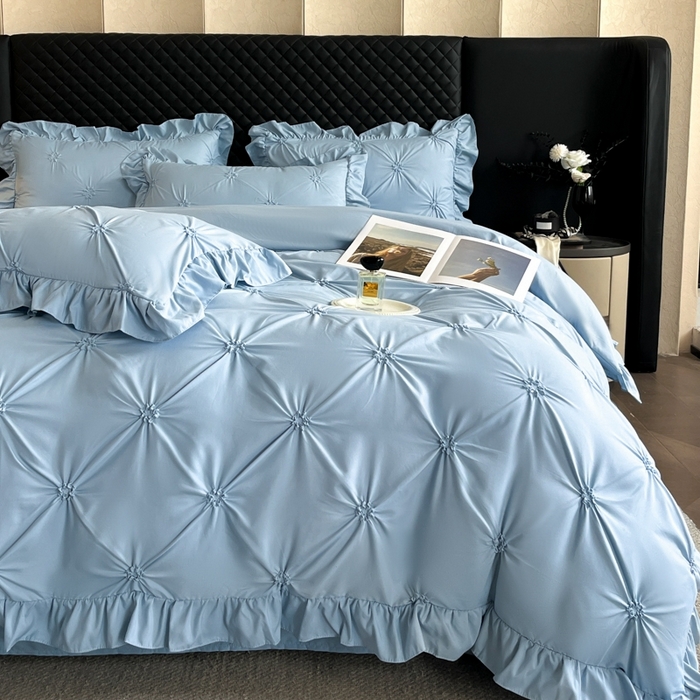 91家纺网 家纺一手货源 找家纺 （总）千希家纺 2025新款扭花花边工艺四件套-唯美系列 千希家纺 2025新款水洗棉无印系列四件套 买家秀加QQ群920079874或445224204或微信私信