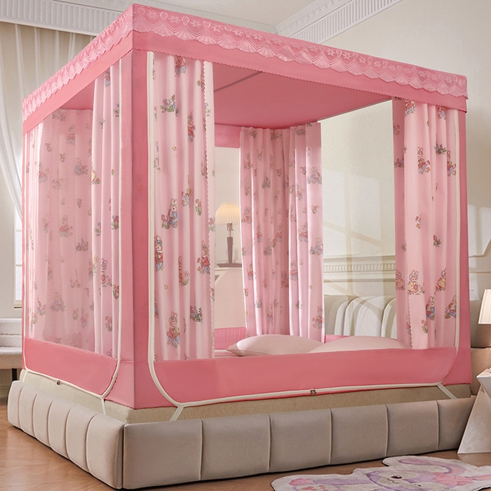 91家纺网 家纺一手货源 找家纺 显高蚊帐 2025新款U型坐床遮光防尘床帘式蚊帐 星月年华