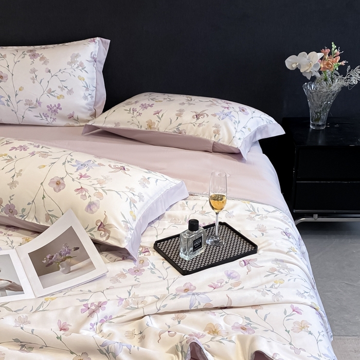 91家纺网 家纺一手货源 找家纺 慕尚家纺 2025新款莱赛尔天丝夏被夏凉被空调被四件套 花亦语