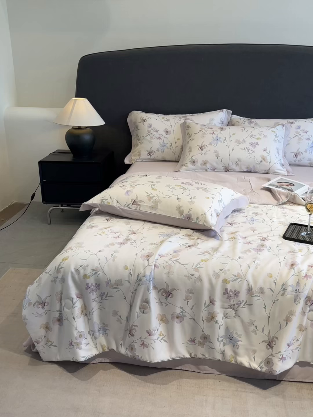 91家纺网 家纺一手货源 找家纺 慕尚家纺 2025新款莱赛尔天丝夏被夏凉被空调被四件套 花亦语