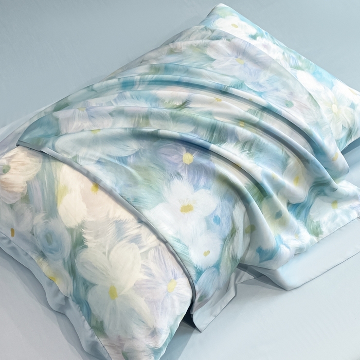 91家纺网 家纺一手货源 找家纺 慕尚家纺 2025新款莱赛尔天丝夏被夏凉被空调被四件套 佩妮丝蓝