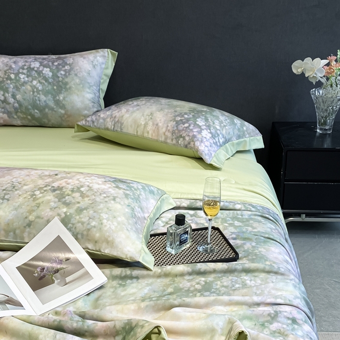 91家纺网 家纺一手货源 找家纺 慕尚家纺 2025新款莱赛尔天丝夏被夏凉被空调被四件套 温岚绿