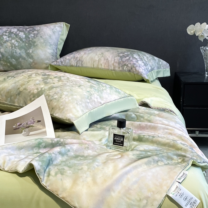 91家纺网 家纺一手货源 找家纺 慕尚家纺 2025新款莱赛尔天丝夏被夏凉被空调被四件套 温岚绿