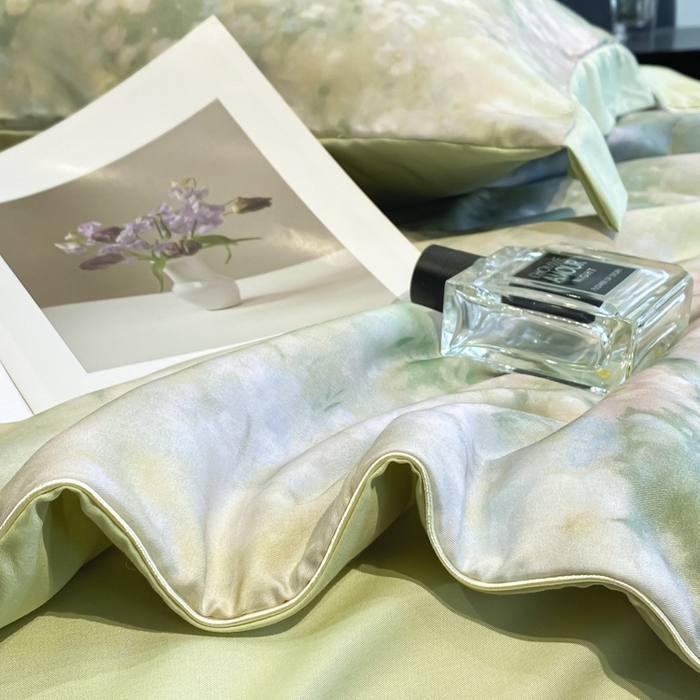 91家纺网 家纺一手货源 找家纺 慕尚家纺 2025新款莱赛尔天丝夏被夏凉被空调被四件套 温岚绿