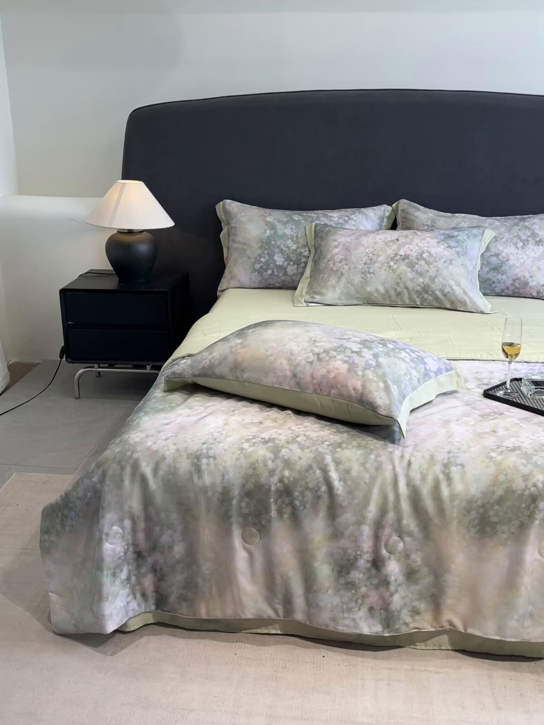 91家纺网 家纺一手货源 找家纺 慕尚家纺 2025新款莱赛尔天丝夏被夏凉被空调被四件套 温岚绿