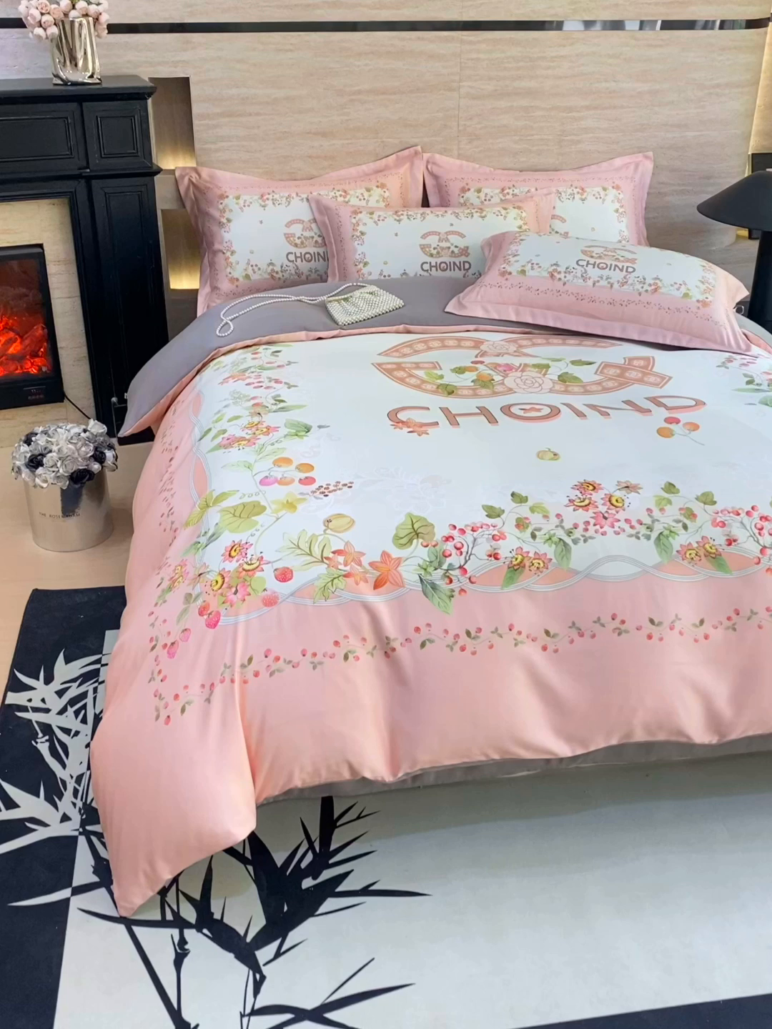 91家纺网 家纺一手货源 找家纺 大麦乐田 2025新款轻奢高端数码印花四件套系列 香丽 浪漫玉