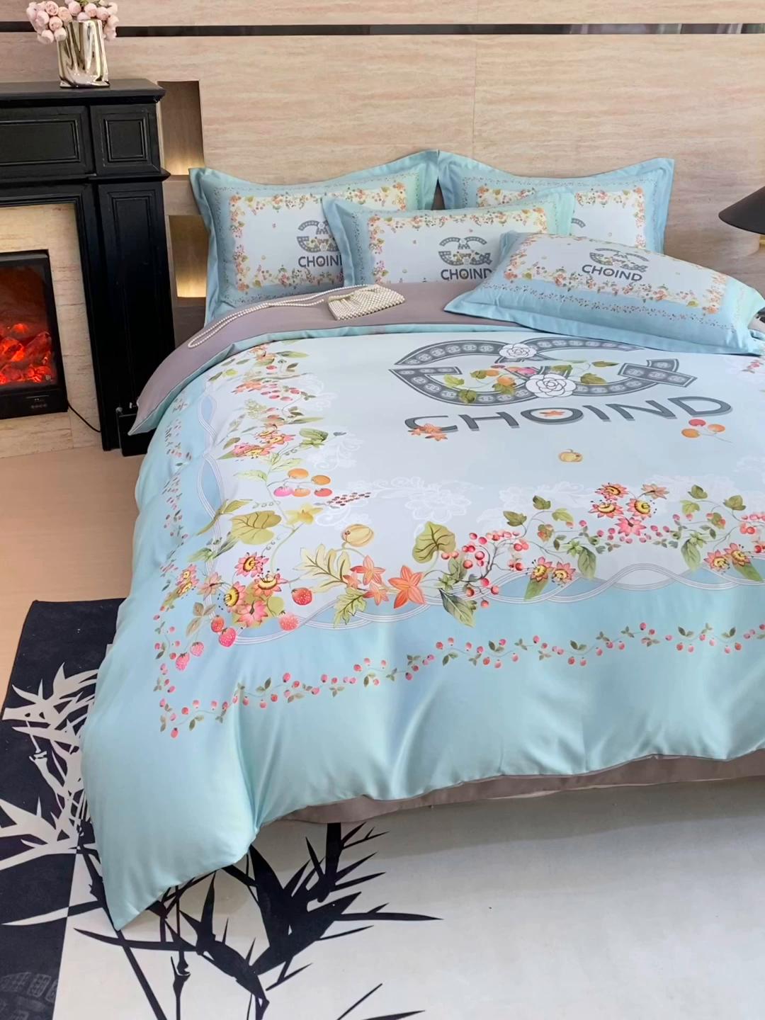 91家纺网 家纺一手货源 找家纺 大麦乐田 2025新款轻奢高端数码印花四件套系列 香丽 爱琴海