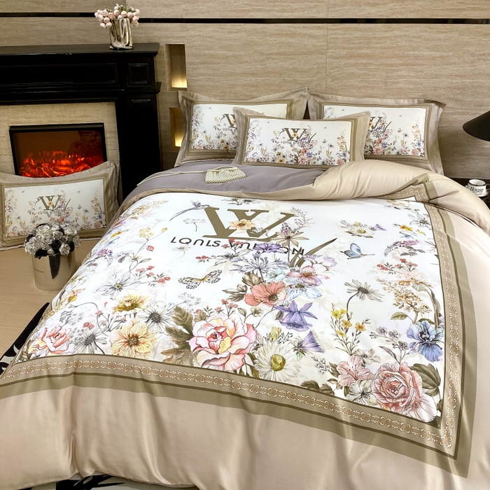 91家纺网 家纺一手货源 找家纺 大麦乐田 2025新款轻奢高端数码印花四件套系列 维密 浅棕