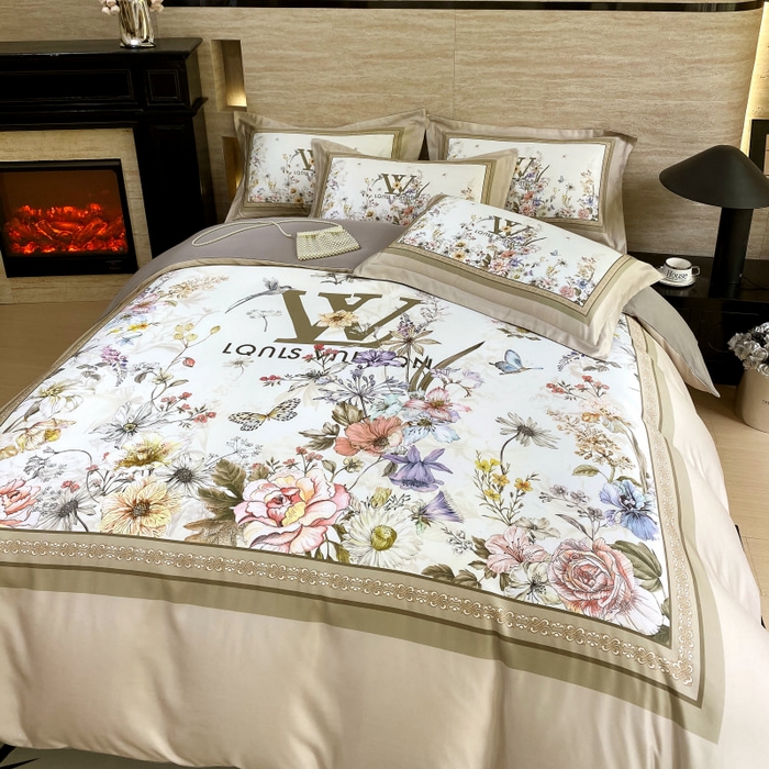 91家纺网 家纺一手货源 找家纺 大麦乐田 2025新款轻奢高端数码印花四件套系列 维密 浅棕