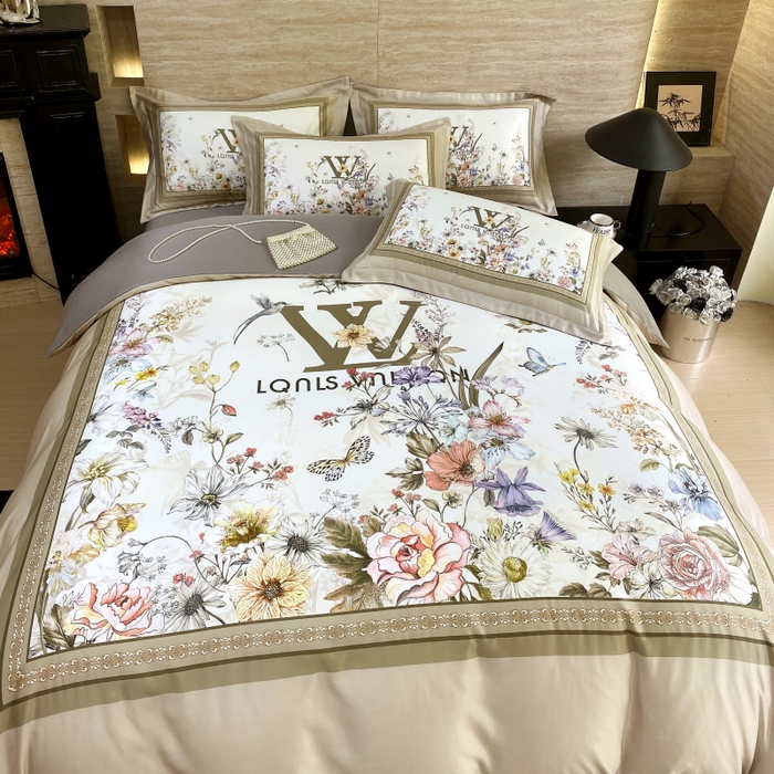 91家纺网 家纺一手货源 找家纺 大麦乐田 2025新款轻奢高端数码印花四件套系列 维密 浅棕