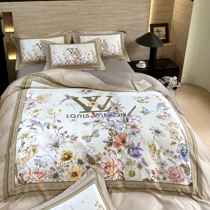 91家纺网 家纺一手货源 找家纺 大麦乐田 2025新款轻奢高端数码印花四件套系列 维密 浅棕