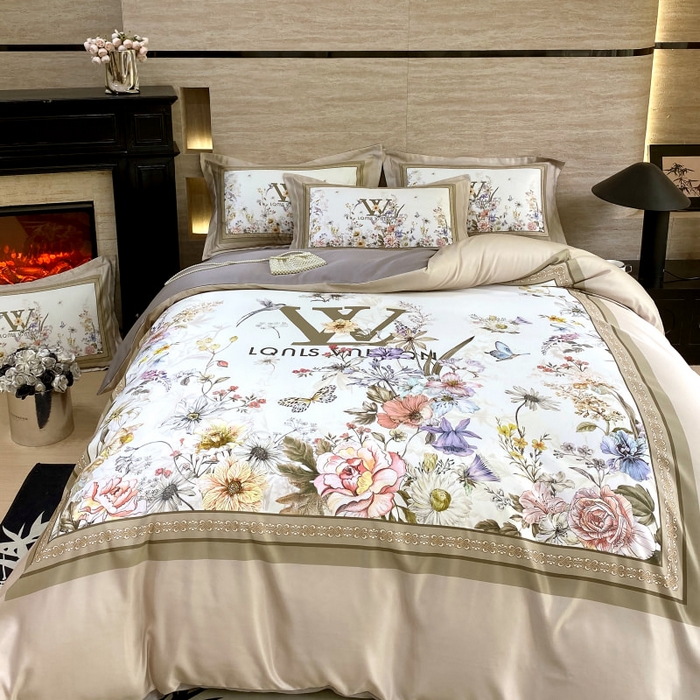 91家纺网 家纺一手货源 找家纺 大麦乐田 2025新款轻奢高端数码印花四件套系列 维密 浅棕