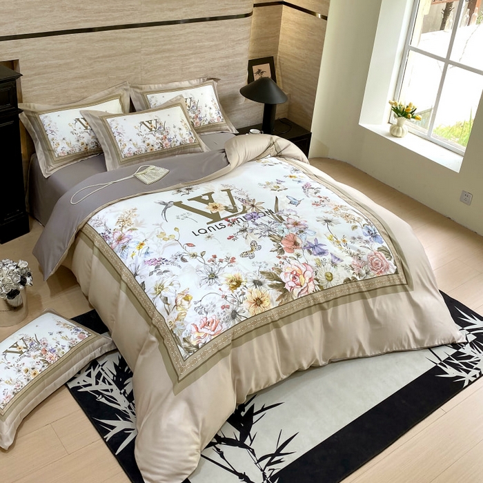 91家纺网 家纺一手货源 找家纺 大麦乐田 2025新款轻奢高端数码印花四件套系列 维密 浅棕