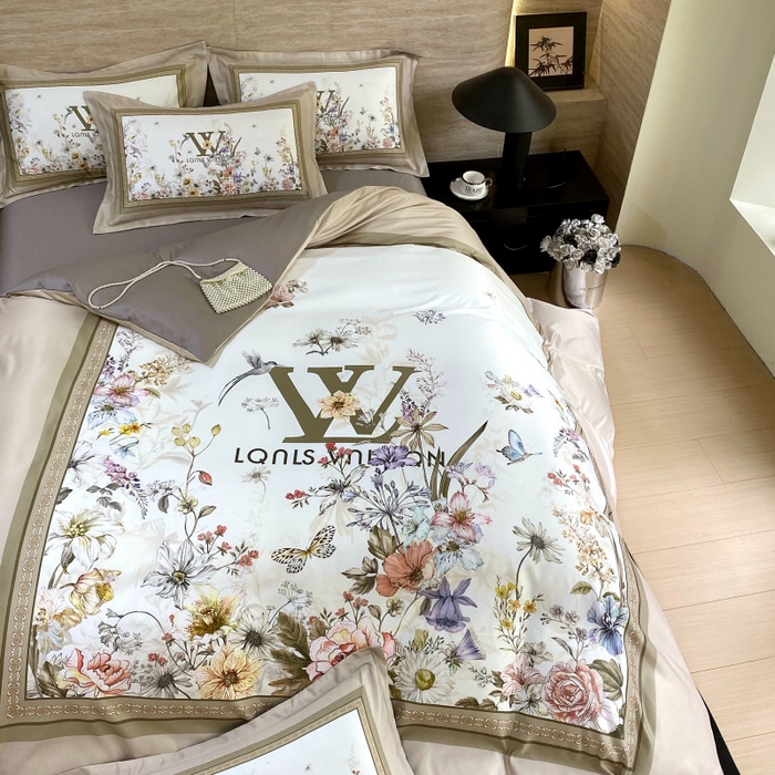 91家纺网 家纺一手货源 找家纺 大麦乐田 2025新款轻奢高端数码印花四件套系列 维密 浅棕