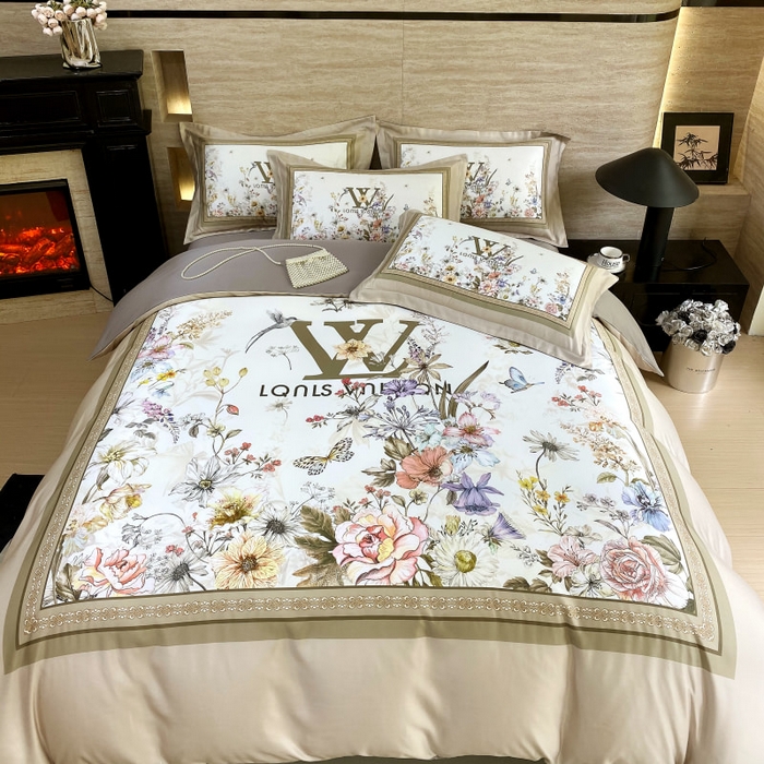 91家纺网 家纺一手货源 找家纺 大麦乐田 2025新款轻奢高端数码印花四件套系列 维密 浅棕