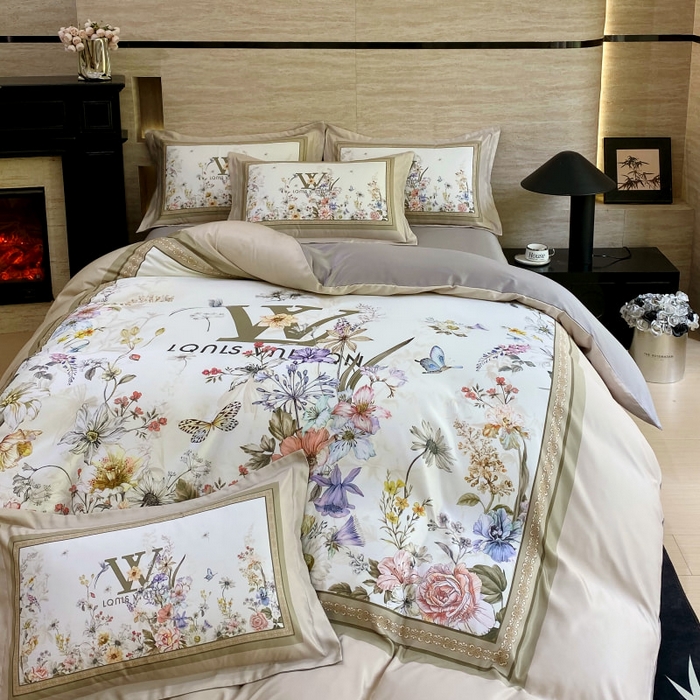 大麦乐田 2025新款轻奢高端数码印花四件套系列 维密 浅棕