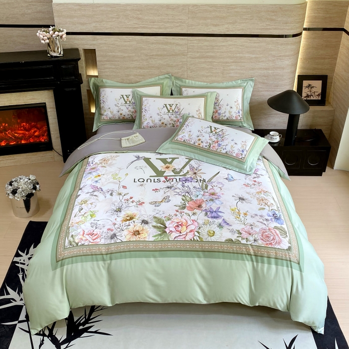 91家纺网 家纺一手货源 找家纺 大麦乐田 2025新款轻奢高端数码印花四件套系列 维密 奶油绿