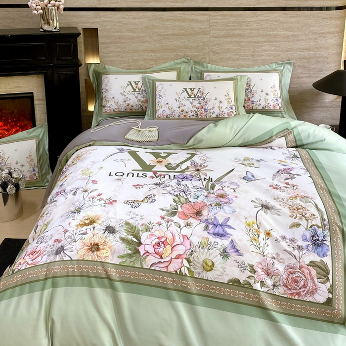 91家纺网 家纺一手货源 找家纺 大麦乐田 2025新款轻奢高端数码印花四件套系列 维密 奶油绿