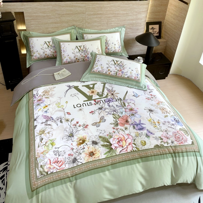 91家纺网 家纺一手货源 找家纺 大麦乐田 2025新款轻奢高端数码印花四件套系列 维密 奶油绿