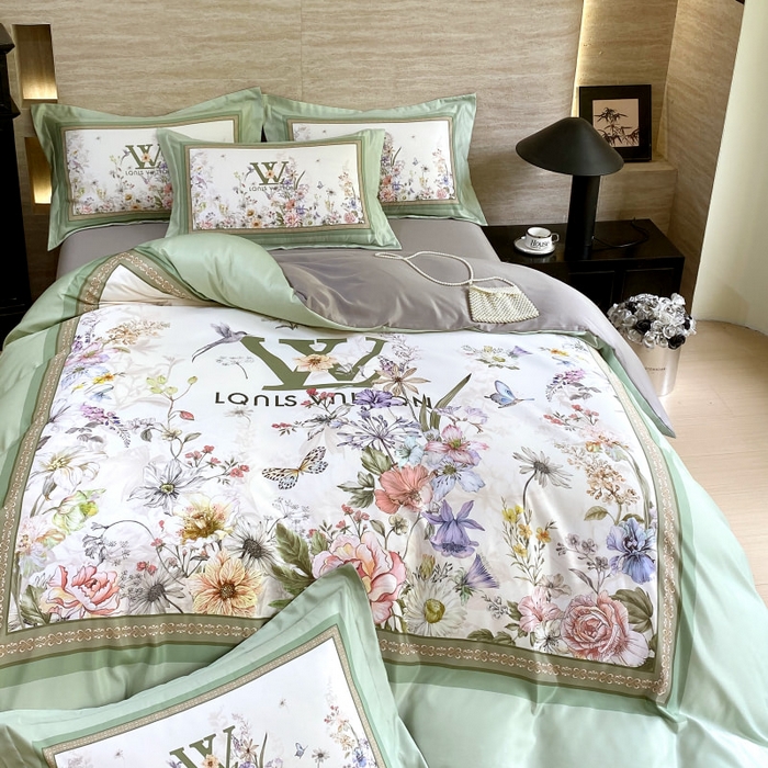 91家纺网 家纺一手货源 找家纺 大麦乐田 2025新款轻奢高端数码印花四件套系列 维密 奶油绿