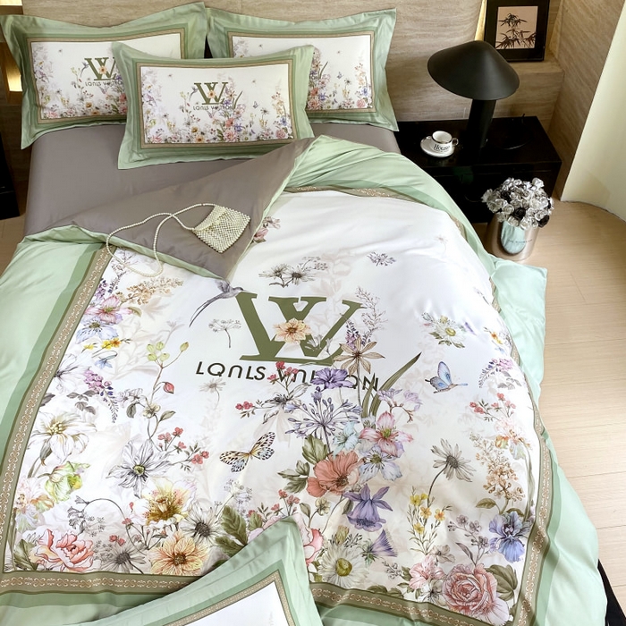 91家纺网 家纺一手货源 找家纺 大麦乐田 2025新款轻奢高端数码印花四件套系列 维密 奶油绿