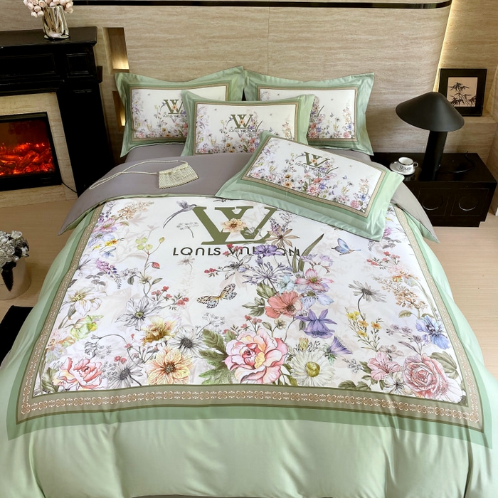 91家纺网 家纺一手货源 找家纺 大麦乐田 2025新款轻奢高端数码印花四件套系列 维密 奶油绿