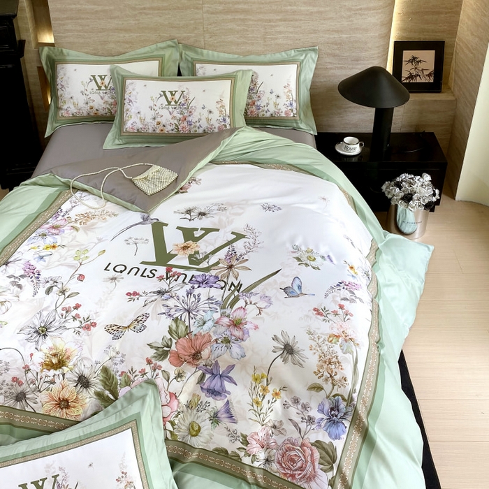 91家纺网 家纺一手货源 找家纺 大麦乐田 2025新款轻奢高端数码印花四件套系列 维密 奶油绿