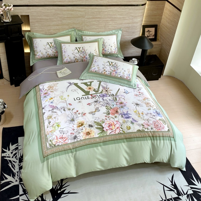 91家纺网 家纺一手货源 找家纺 大麦乐田 2025新款轻奢高端数码印花四件套系列 维密 奶油绿